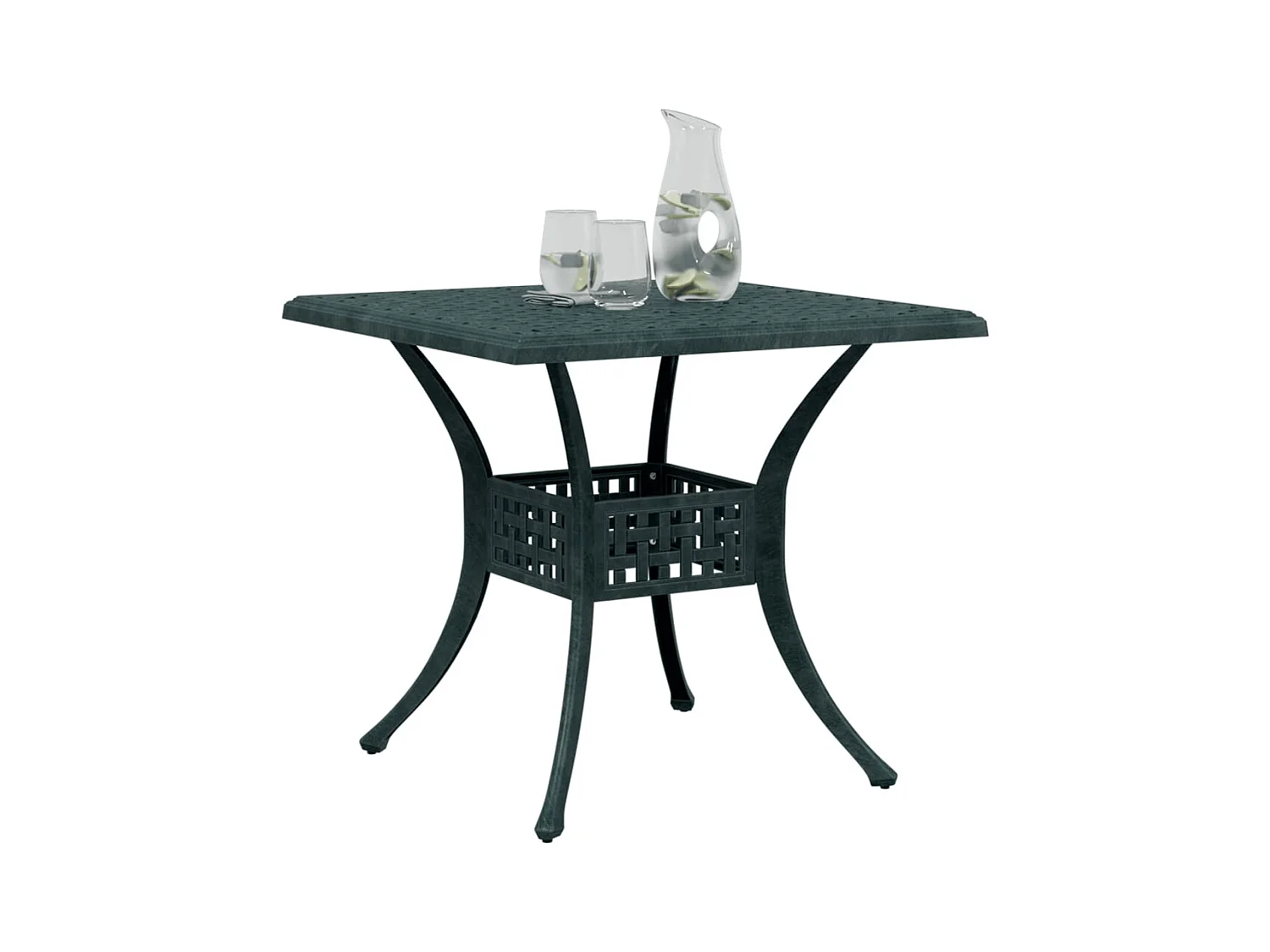 Table de jardin vert 80x80x75 cm aluminium coulé