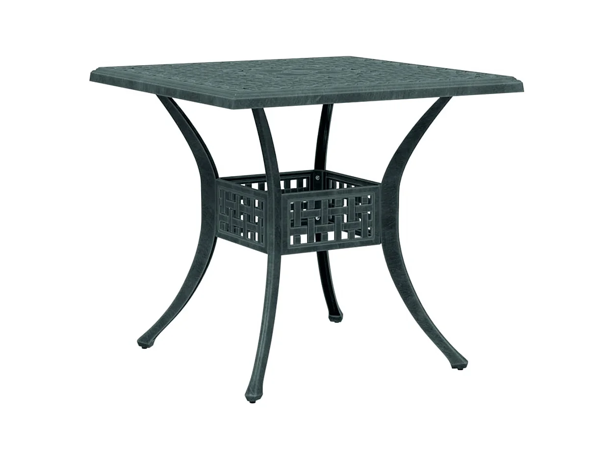 Table de jardin vert 80x80x75 cm aluminium coulé