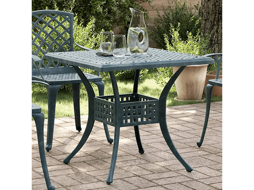 Mesa de jardim 80x80x75 cm alumínio fundido verde