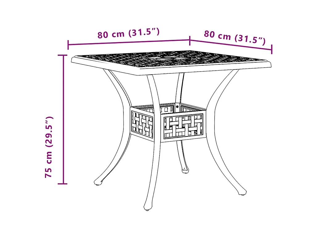 Mesa de jardim 80x80x75 cm alumínio fundido verde