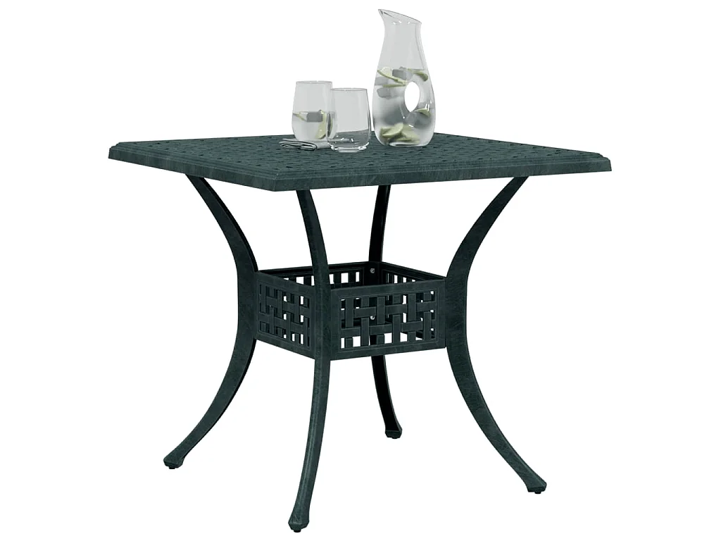 Mesa de jardim 80x80x75 cm alumínio fundido verde