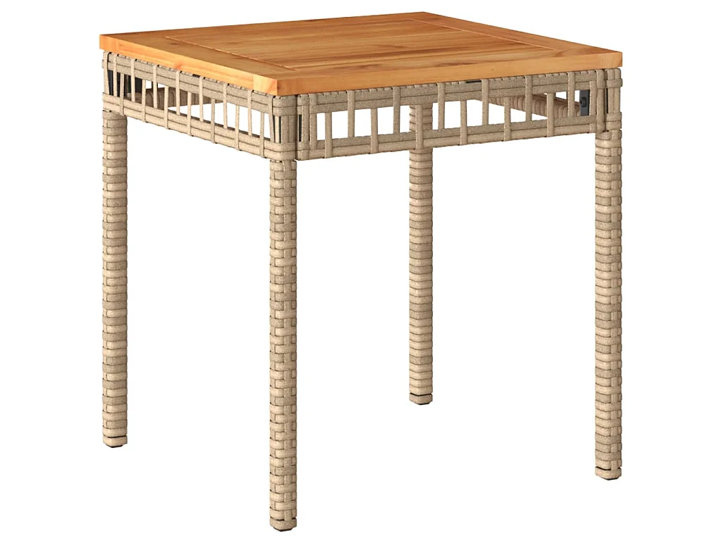 Table de jardin mélange beige 38x38x42 cm rotin et bois acacia