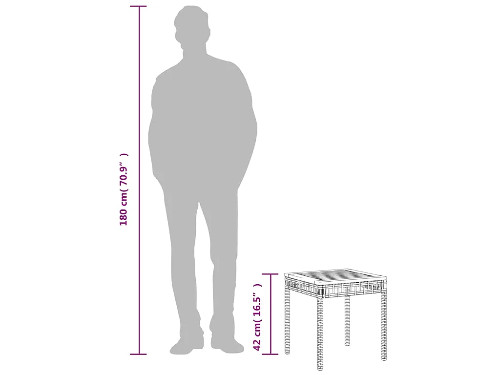 Table de jardin mélange beige 38x38x42 cm rotin et bois acacia