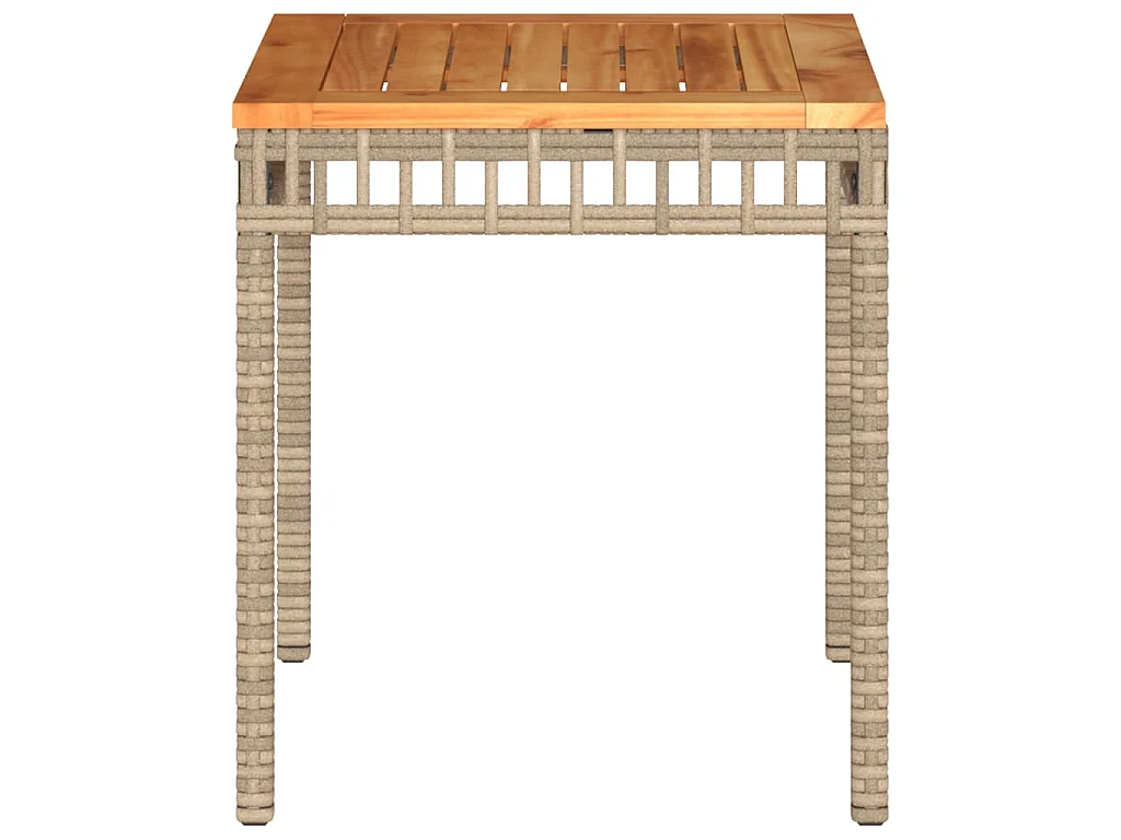 Table de jardin mélange beige 38x38x42 cm rotin et bois acacia