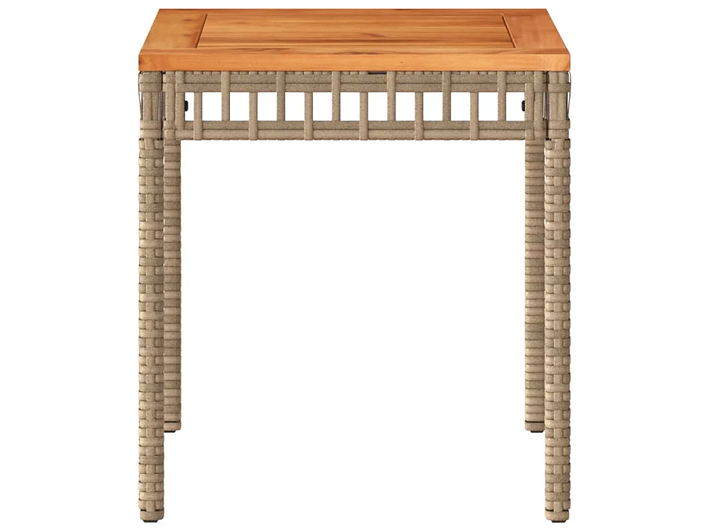 Table de jardin mélange beige 38x38x42 cm rotin et bois acacia