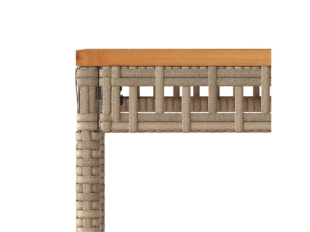 Table de jardin mélange beige 38x38x42 cm rotin et bois acacia