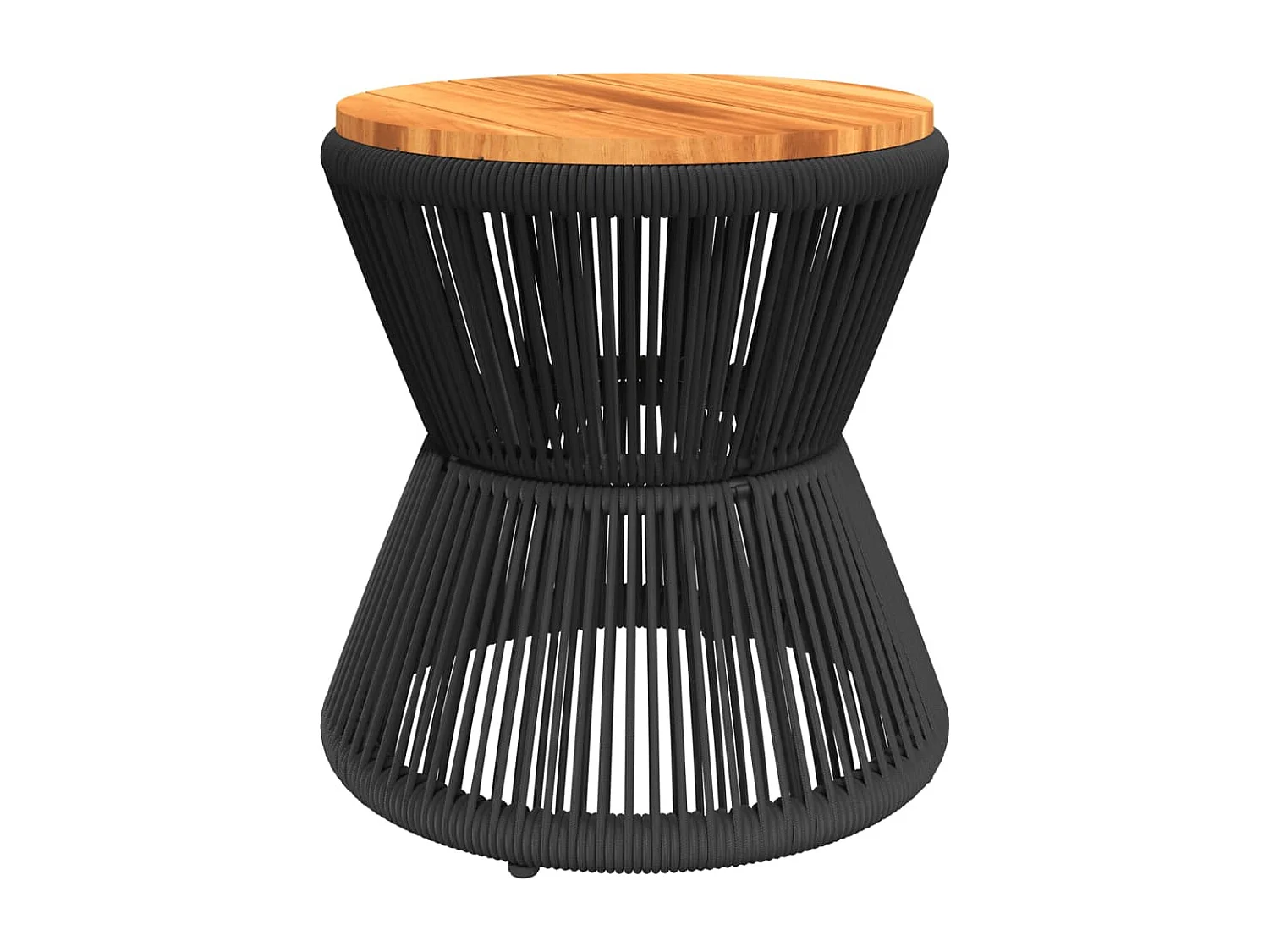 Couchtisch mit Drahtgestell Schwarz Ø 45x44 cm Akazienholz