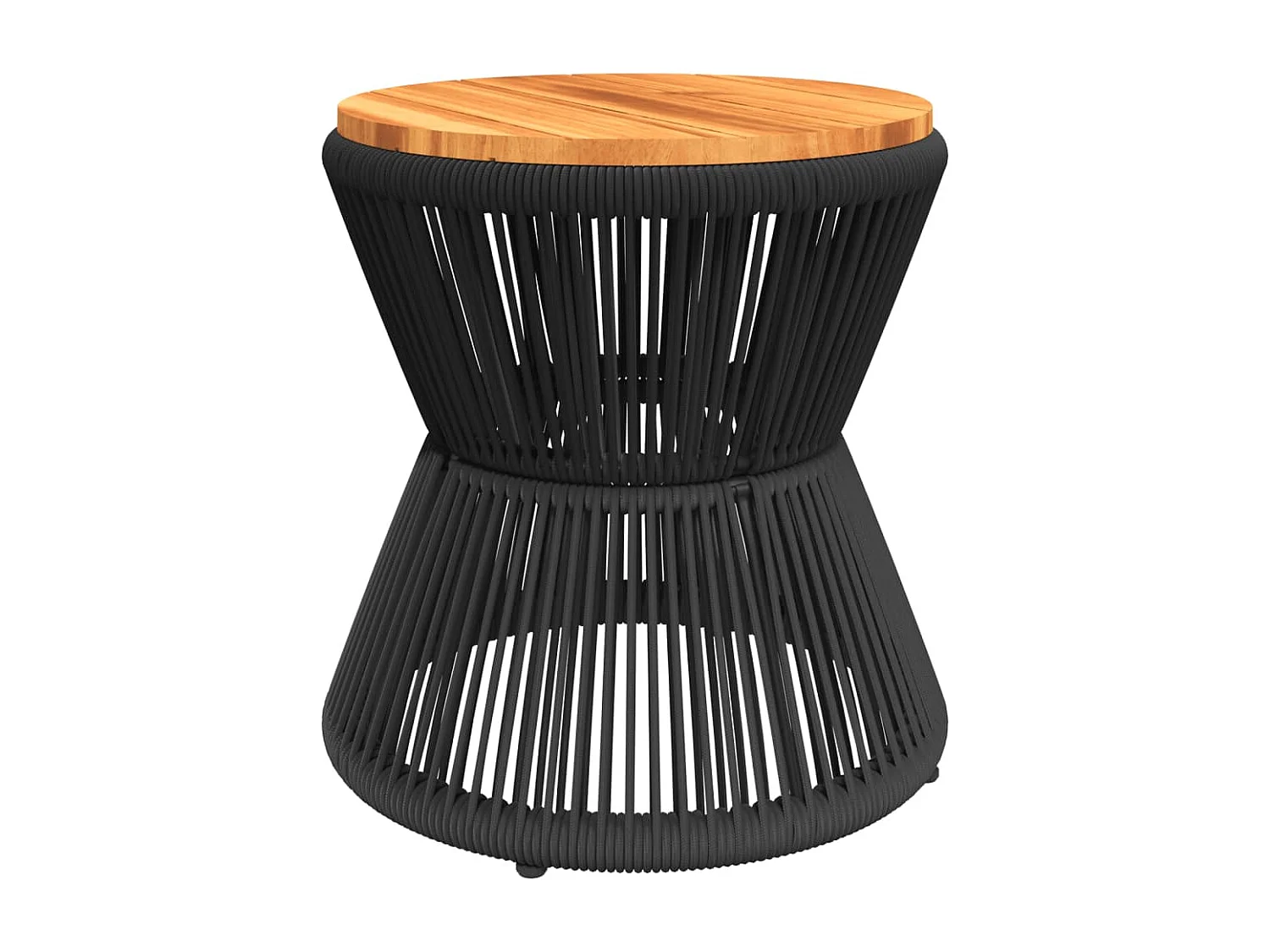 Couchtisch mit Drahtgestell Schwarz Ø 45x44 cm Akazienholz