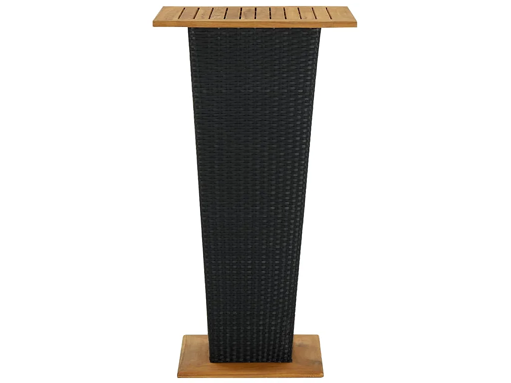 Tavolino da Tè Nero 60x60x110 cm Polyrattan e Massello Acacia