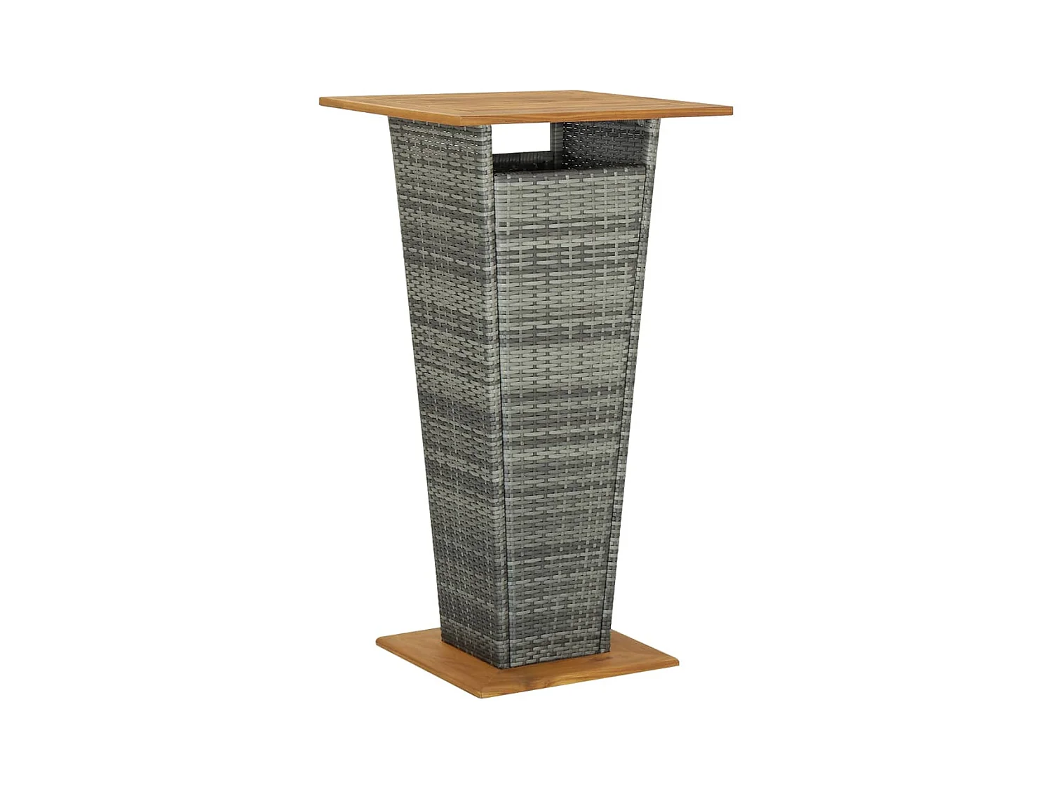 Table de bar Gris 60x60x110 cm Résine tressée et bois d'acacia