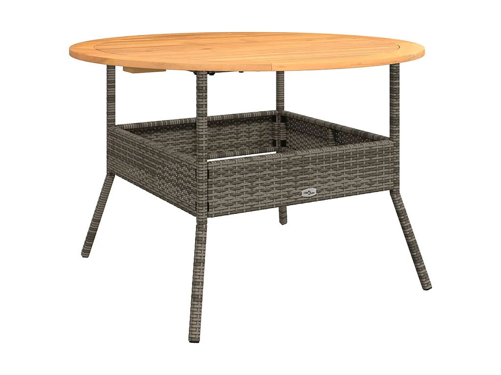 Gartentisch mit Holzplatte Grau Ø110x71 cm Poly Rattan
