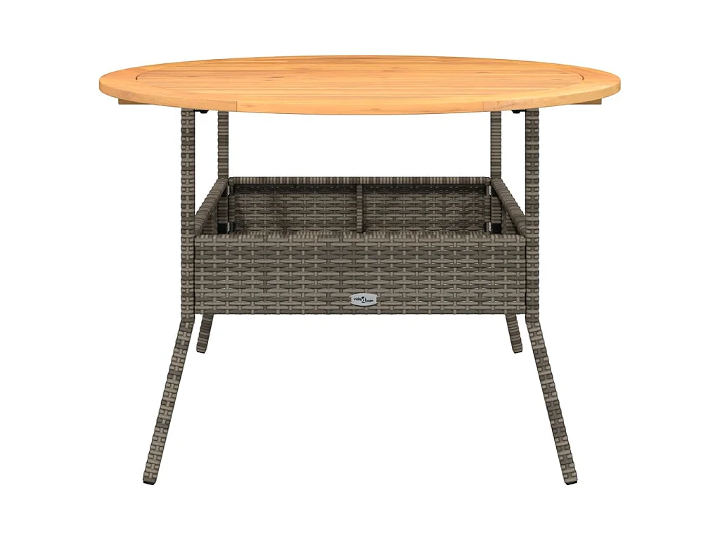 Gartentisch mit Holzplatte Grau Ø110x71 cm Poly Rattan