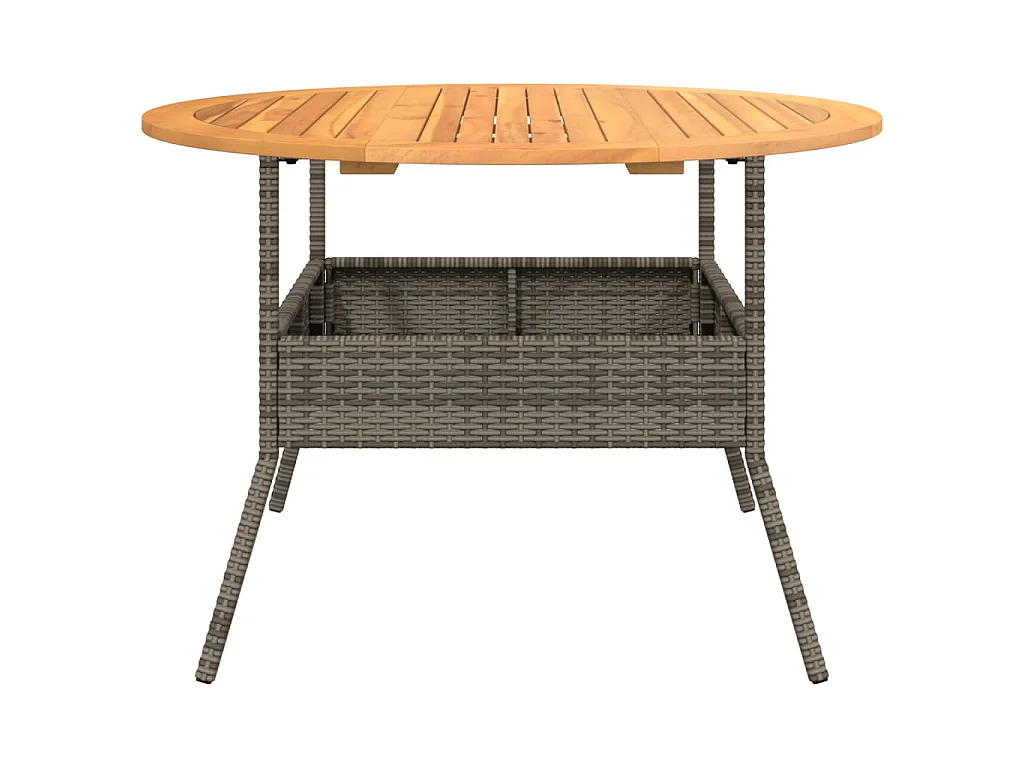 Gartentisch mit Holzplatte Grau Ø110x71 cm Poly Rattan