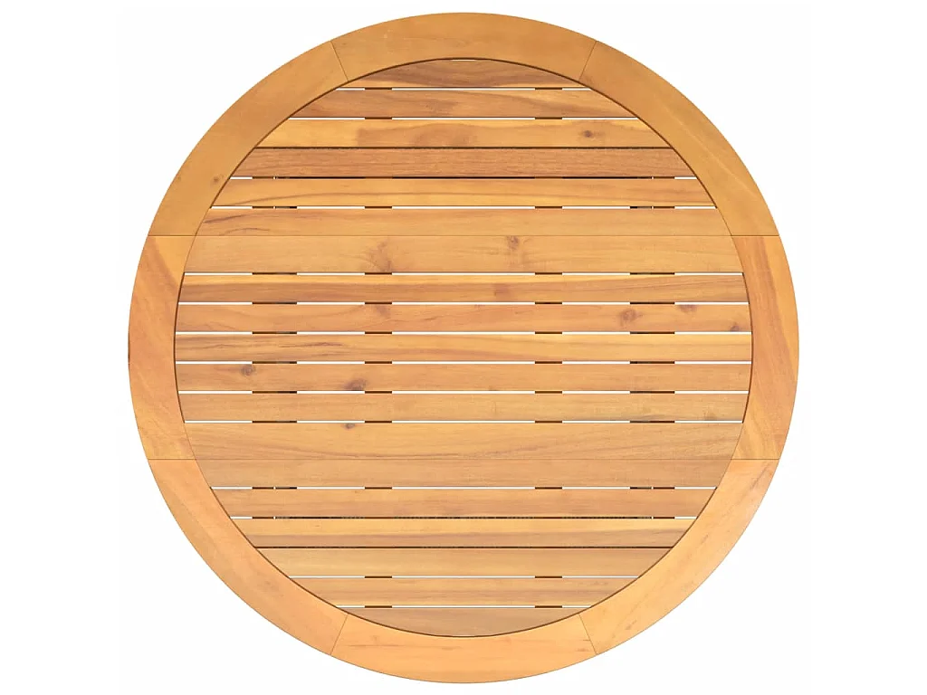 Gartentisch mit Holzplatte Grau Ø110x71 cm Poly Rattan