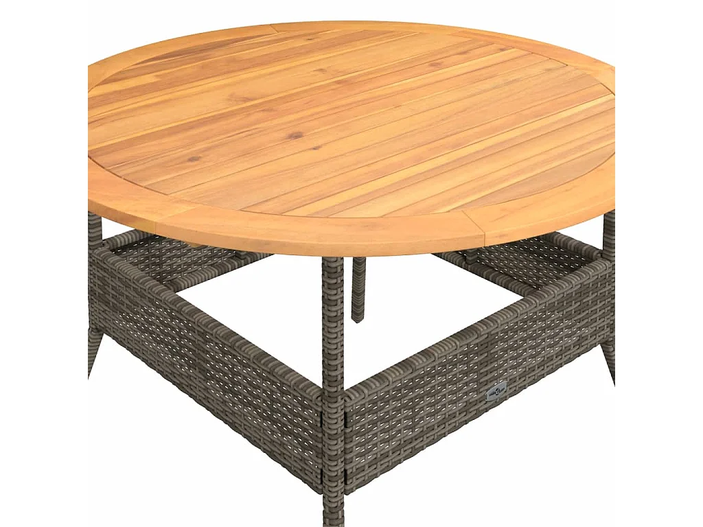 Gartentisch mit Holzplatte Grau Ø110x71 cm Poly Rattan