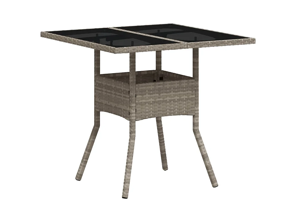 Stół ogrodowy z plecionej żywicy z jasnoszklanym blatem - Solidny i elegancki dla 2 osób