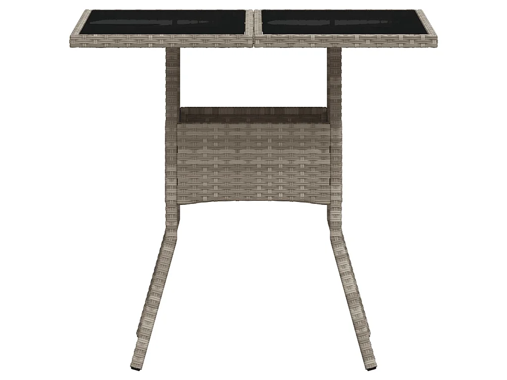 Stół ogrodowy z plecionej żywicy z jasnoszklanym blatem - Solidny i elegancki dla 2 osób