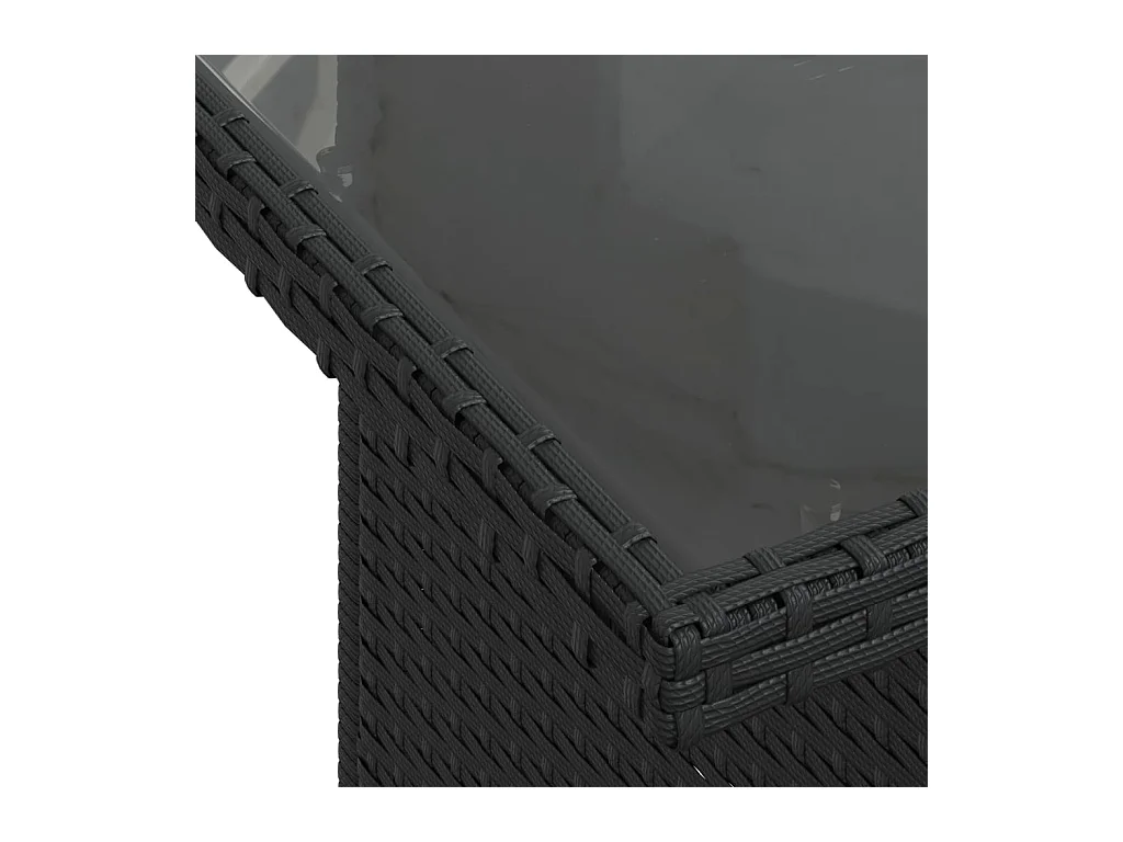 Table de jardin dessus en verre noir 100x55x73cm résine tressée