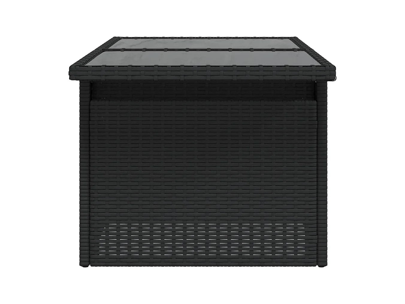 Table de jardin dessus en verre noir 100x55x73cm résine tressée