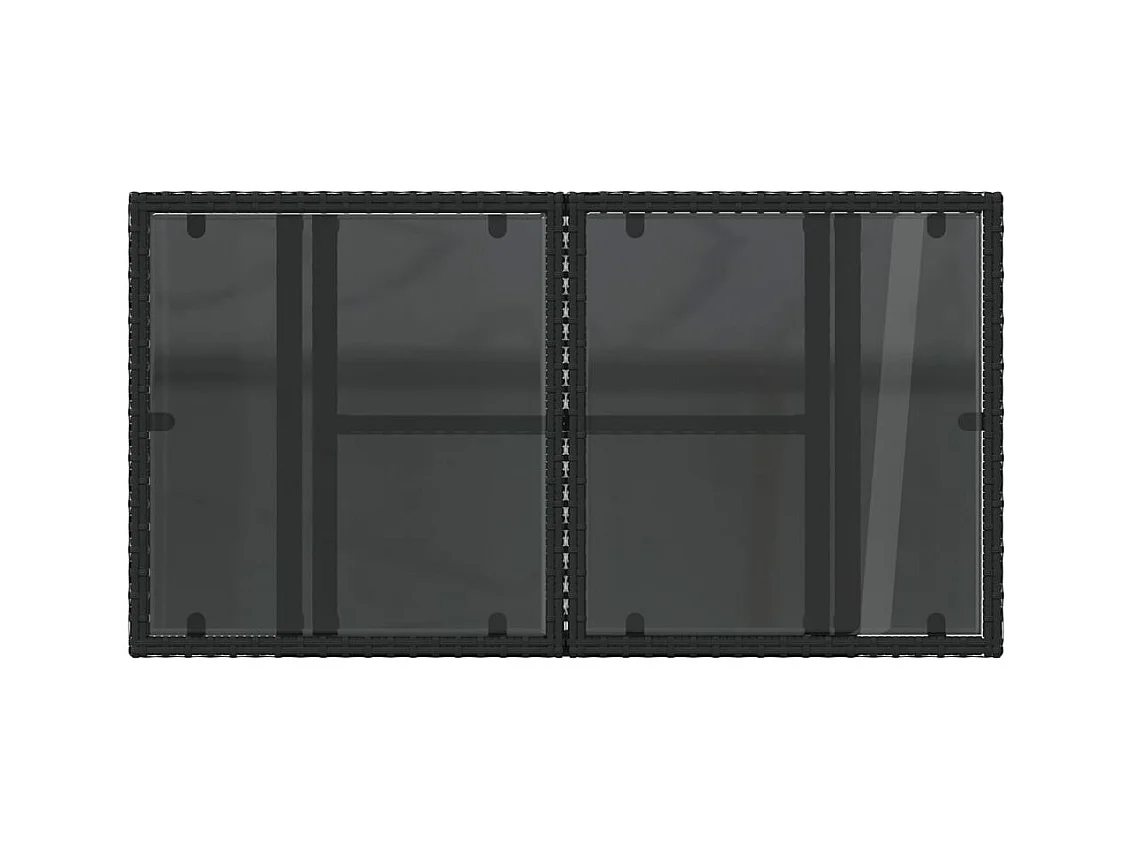 Table de jardin dessus en verre noir 100x55x73cm résine tressée