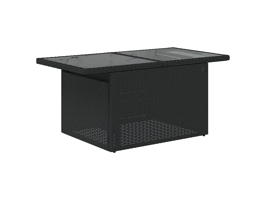 Table de jardin dessus en verre noir 100x55x73cm résine tressée