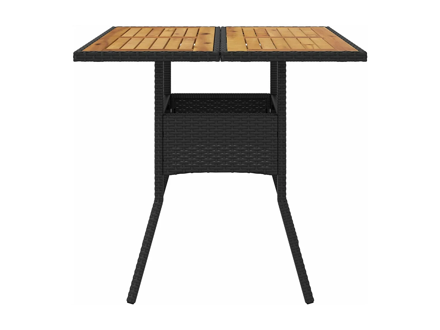 Tuintafel met acaciahouten blad 80x80x75 cm poly rattan zwart
