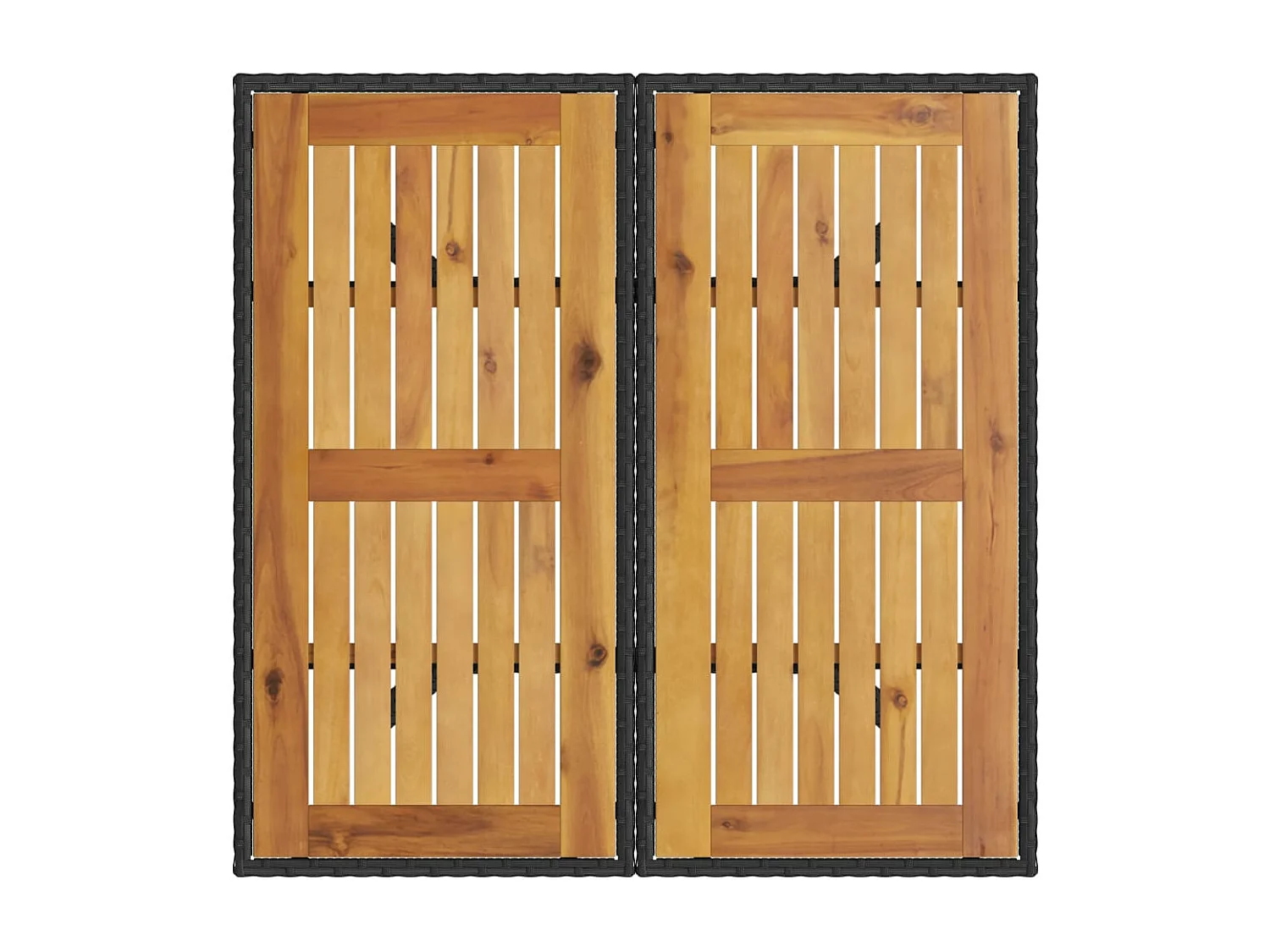 Tuintafel met acaciahouten blad 80x80x75 cm poly rattan zwart