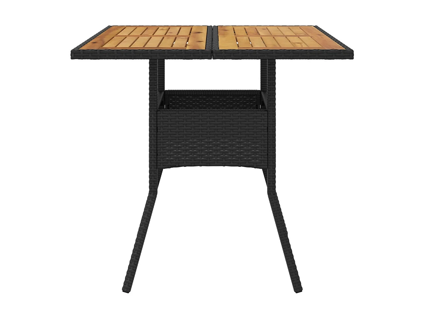 Tavolo Giardino Piano Legno Acacia Nero 80x80x75 cm Polyrattan