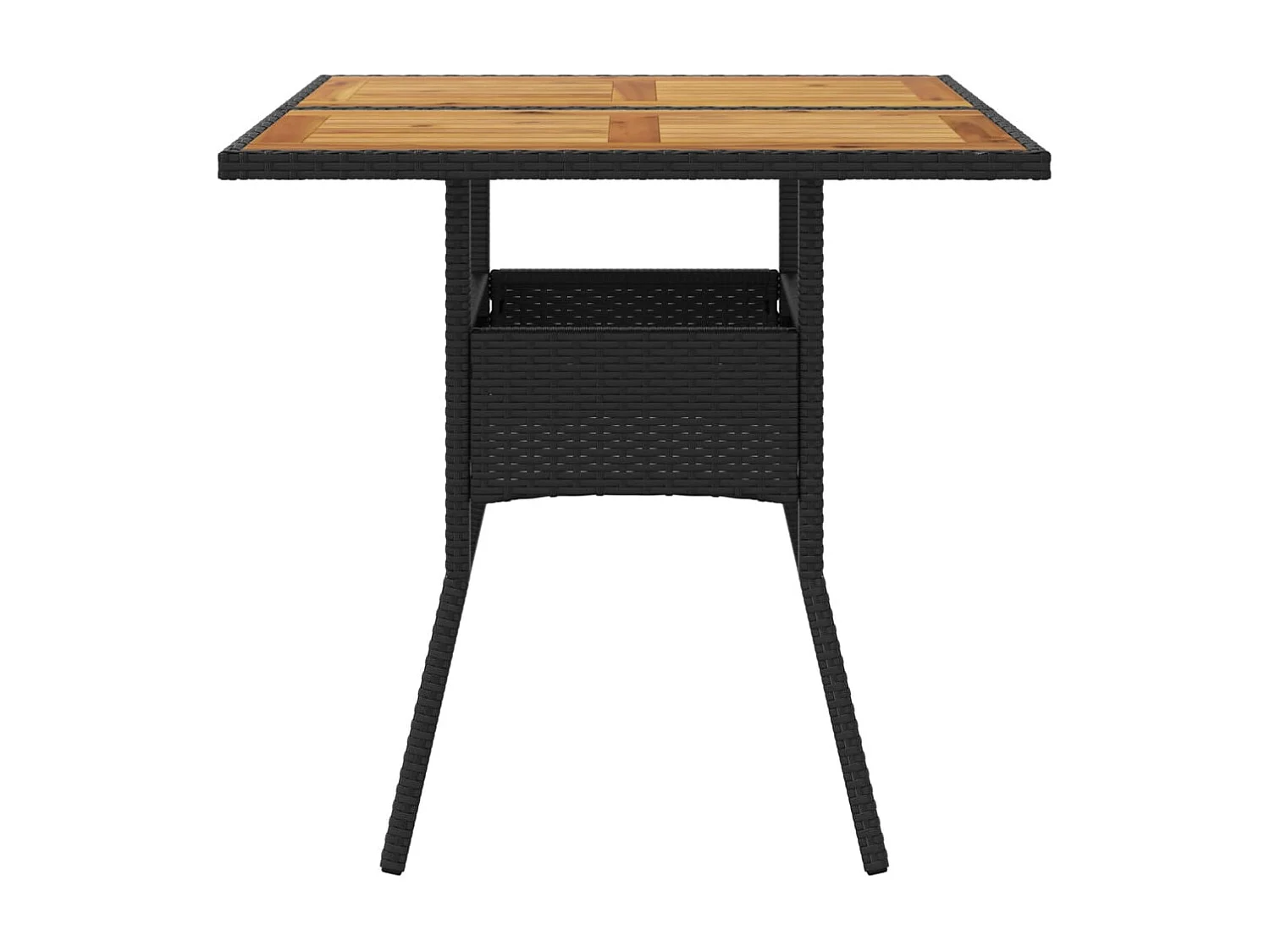Tavolo Giardino Piano Legno Acacia Nero 80x80x75 cm Polyrattan