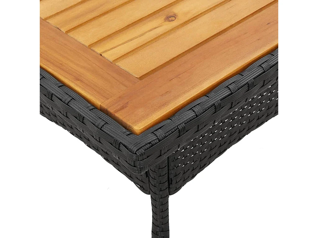 Tavolo Giardino Piano Legno Acacia Nero 80x80x75 cm Polyrattan
