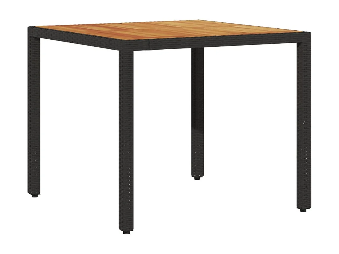 Table de jardin et dessus en bois d'acacia noir résine tressée