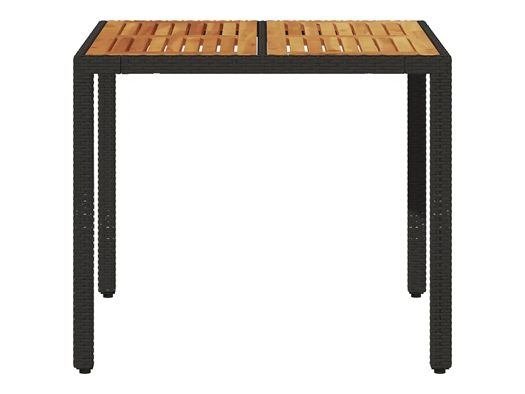 Table de jardin et dessus en bois d'acacia noir résine tressée