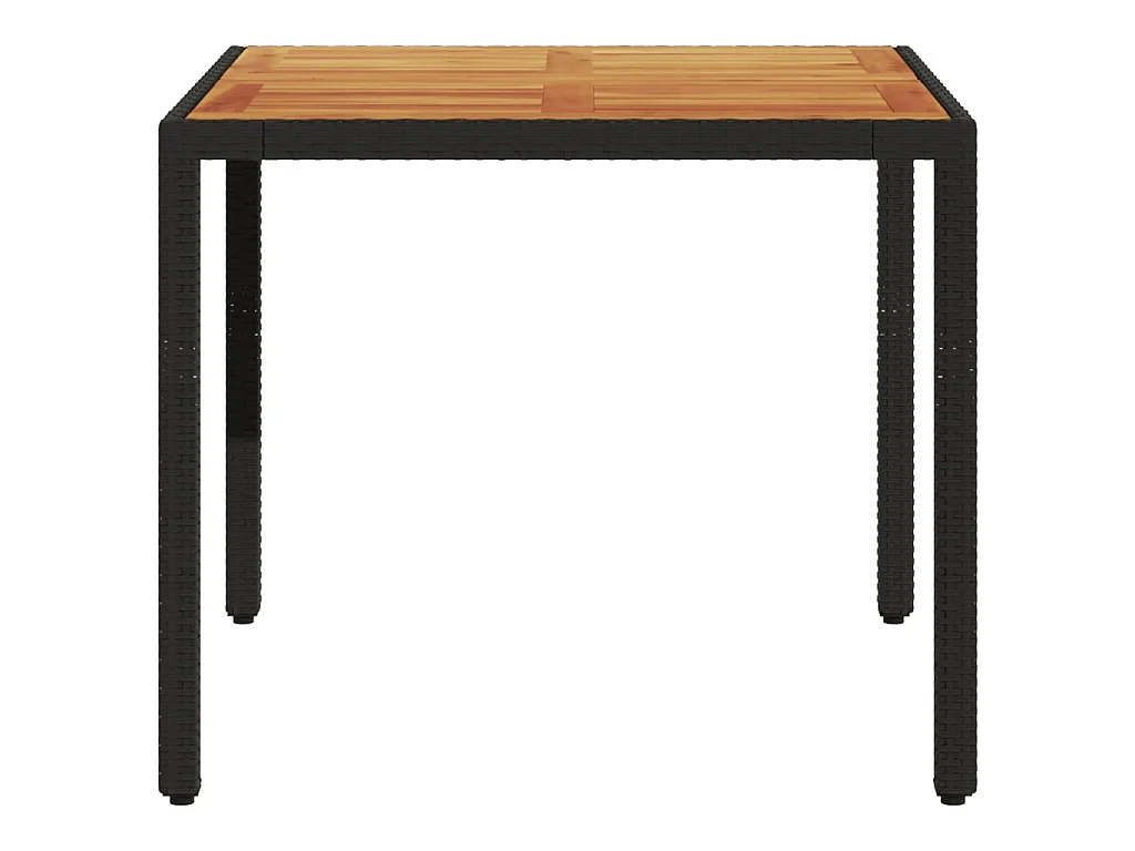 Table de jardin et dessus en bois d'acacia noir résine tressée