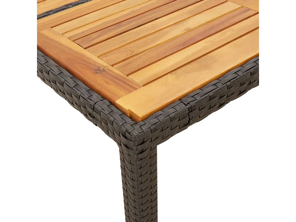 Table de jardin et dessus en bois d'acacia noir résine tressée