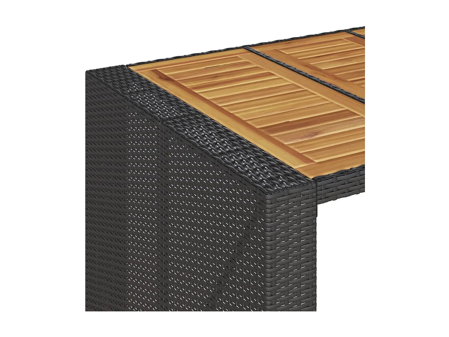 Tuinbartafel acaciahouten blad 185x80x110 cm poly rattan zwart