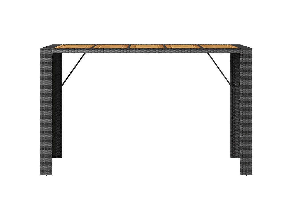 Garten-Bartisch mit Holzplatte Schwarz 185x80x110 cm Polyrattan