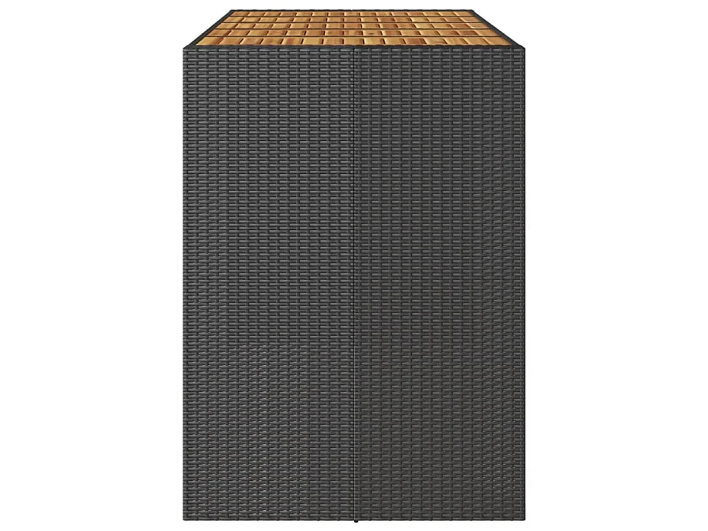 Garten-Bartisch mit Holzplatte Schwarz 185x80x110 cm Polyrattan