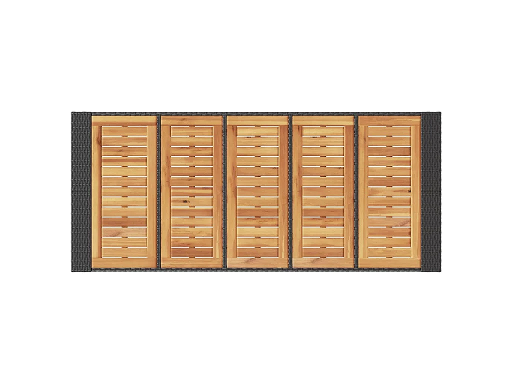 Garten-Bartisch mit Holzplatte Schwarz 185x80x110 cm Polyrattan