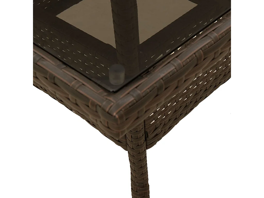 Table de jardin avec dessus en verre marron résine tressée