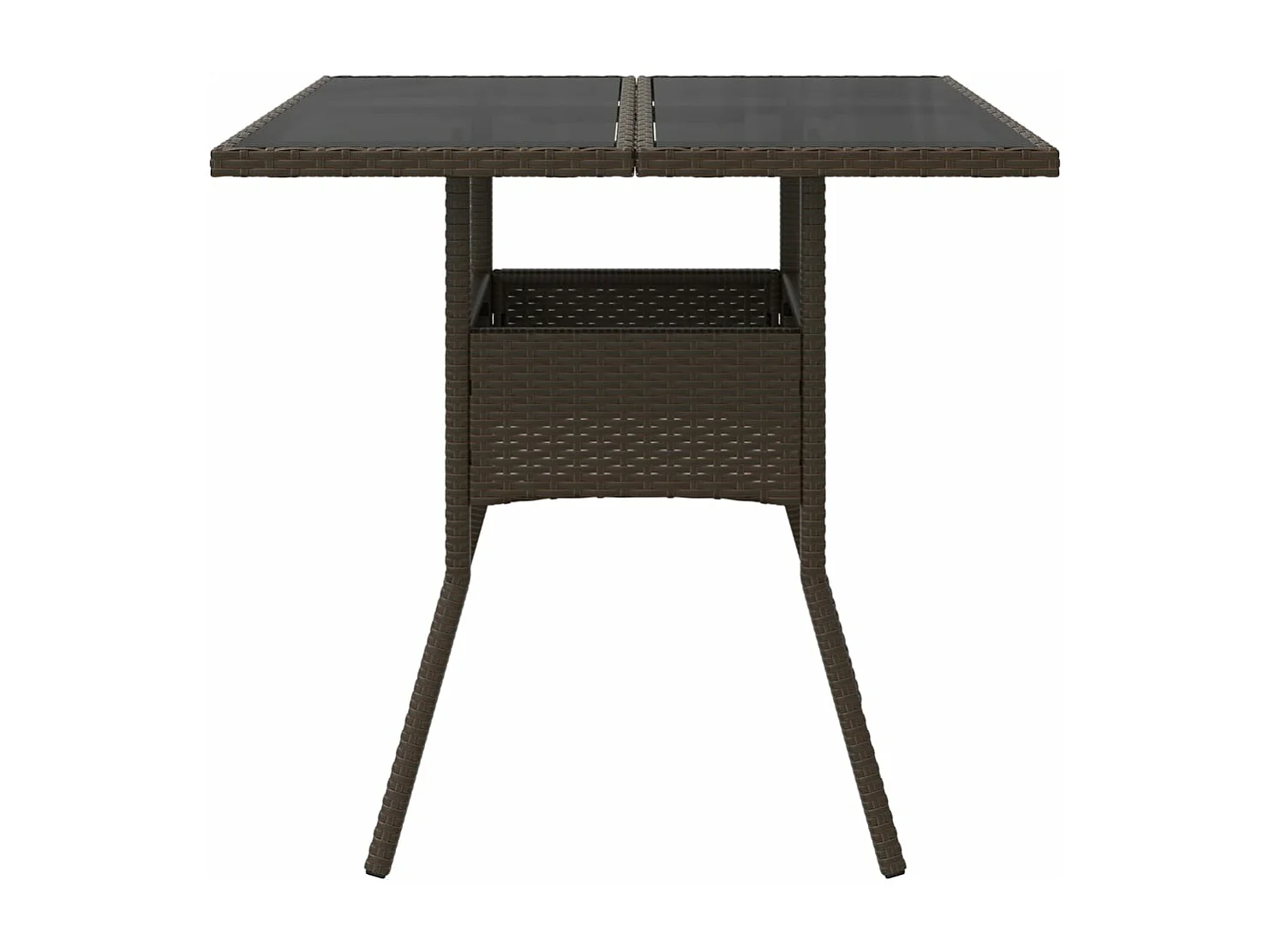 Gartentisch mit Glasplatte Braun 80x80x75 cm Poly Rattan