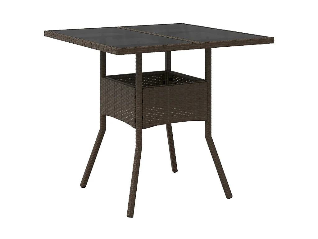 Table de jardin avec dessus en verre marron résine tressée