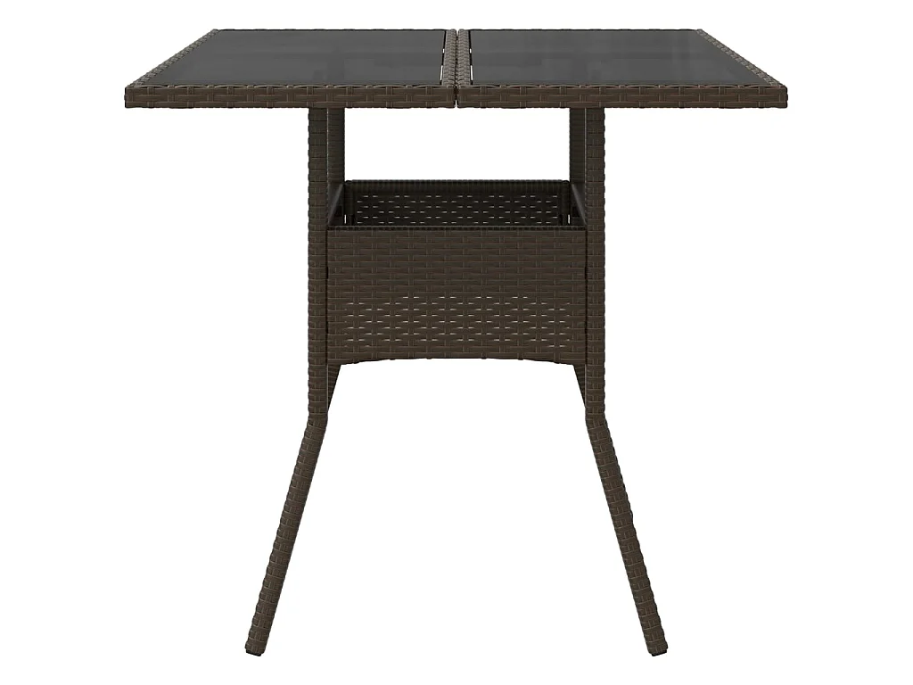 Table de jardin avec dessus en verre marron résine tressée