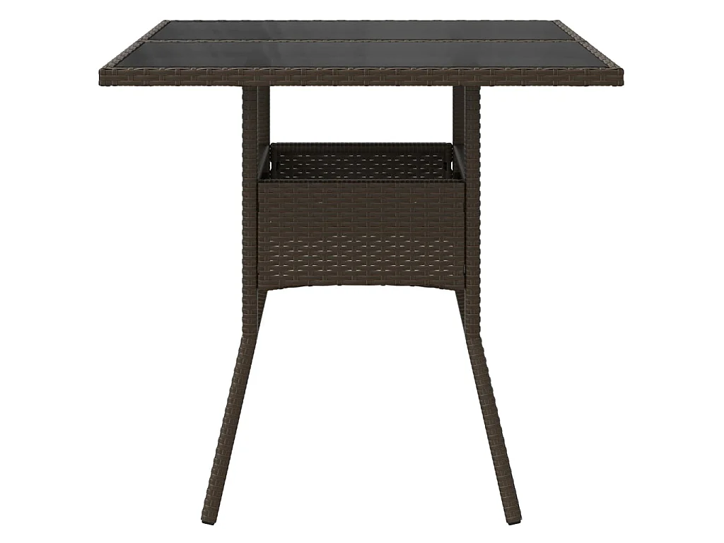 Table de jardin avec dessus en verre marron résine tressée