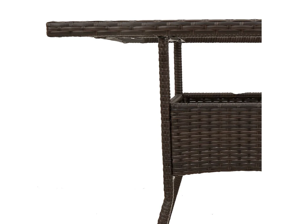 Table de jardin avec dessus en verre marron résine tressée
