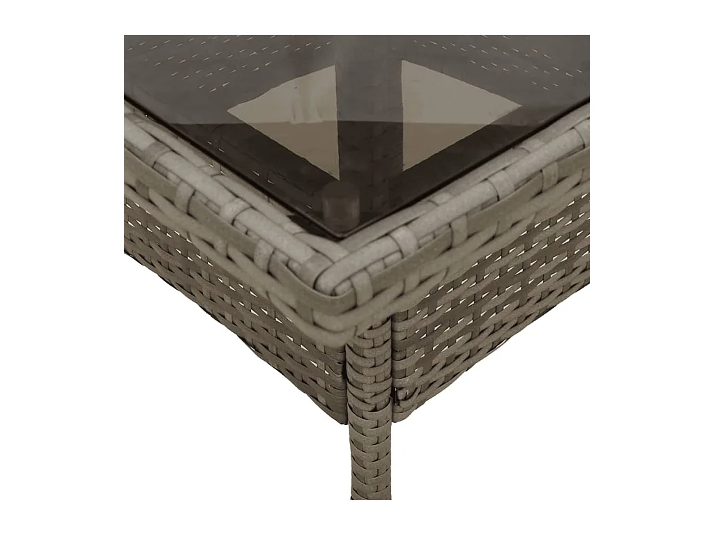 Gartentisch mit Glasplatte Grau 80x80x75 cm Poly Rattan