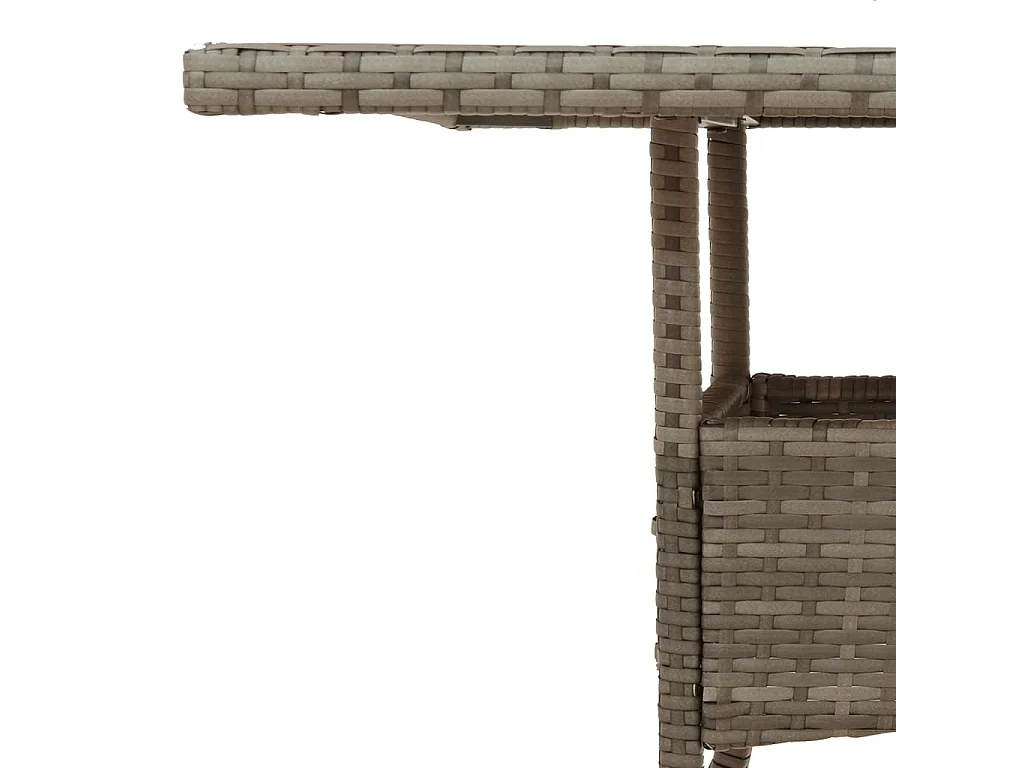 Tuintafel met glazen blad 80x80x75 cm poly rattan grijs