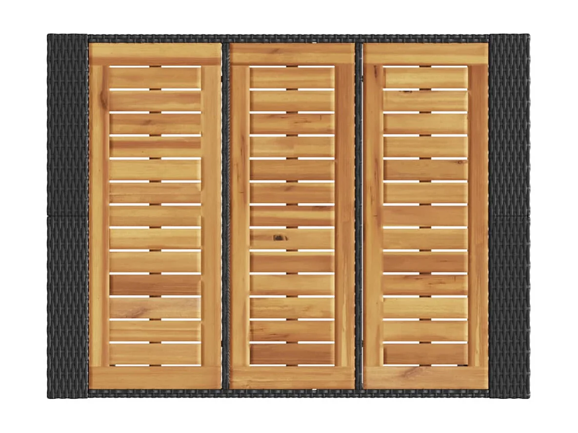 Garten-Bartisch mit Holzplatte Schwarz 105x80x110 cm Polyrattan