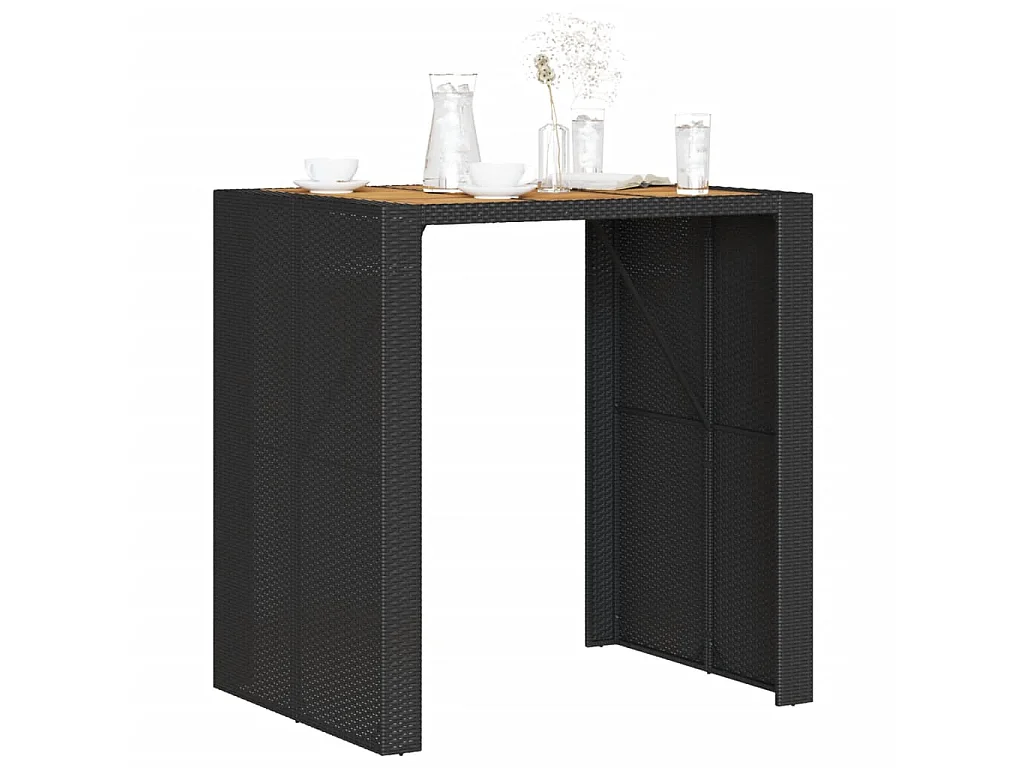 Table de bar de jardin et dessus en bois acacia résine tressée