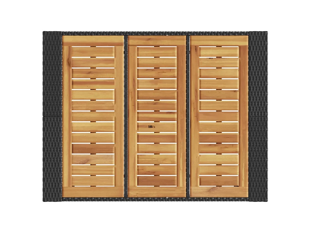 Garten-Bartisch mit Holzplatte Schwarz 105x80x110 cm Polyrattan