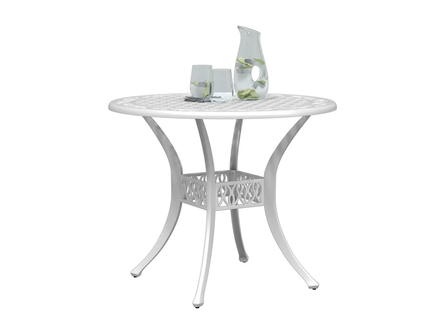 Table de jardin blanc Ø90x75 cm aluminium coulé
